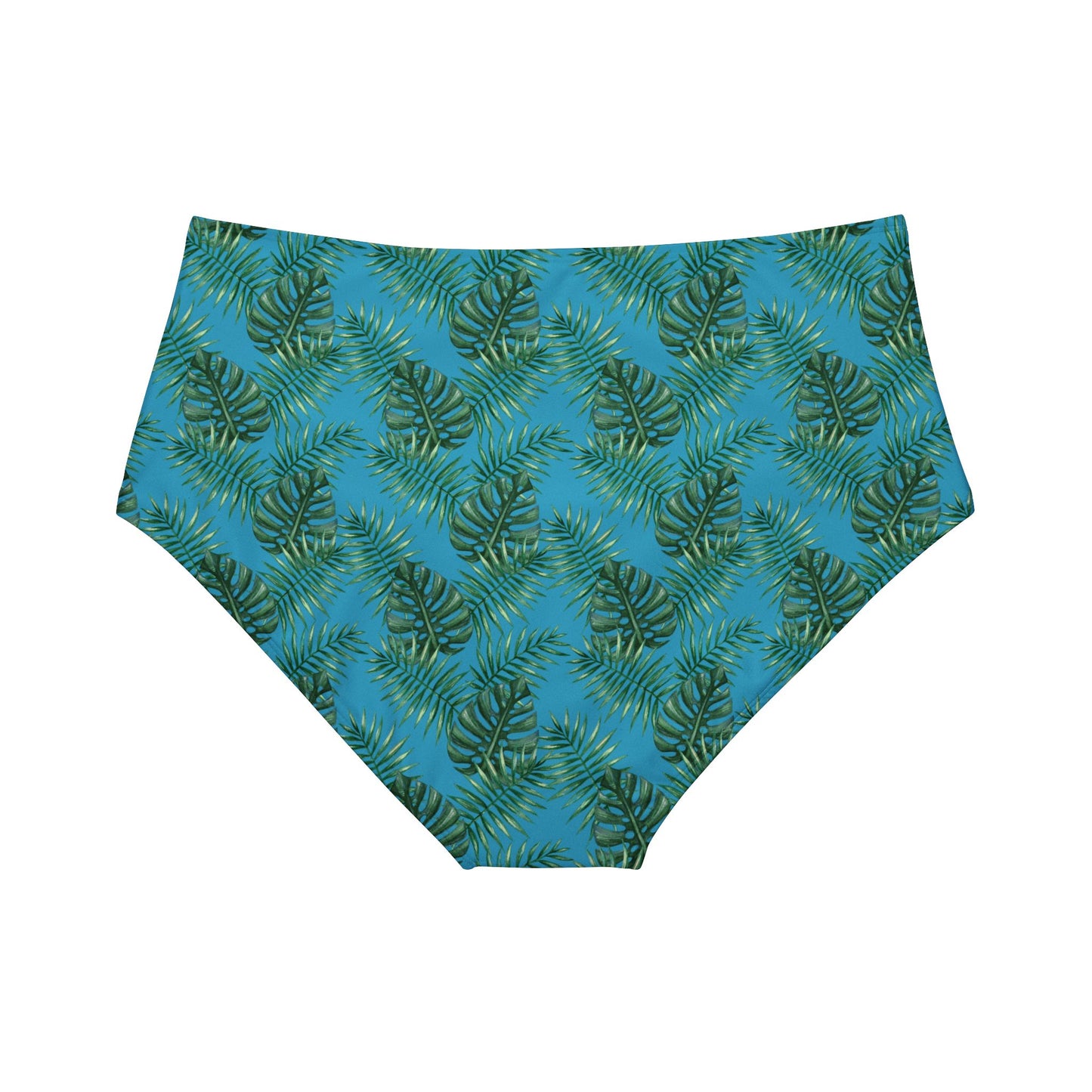 Turquoise Tropical Bliss High-Waist Hipster Bikini Bottom (AOP)