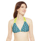 Blue Tropical Bliss Strappy Triangle Bikini Top (AOP)- (PY)