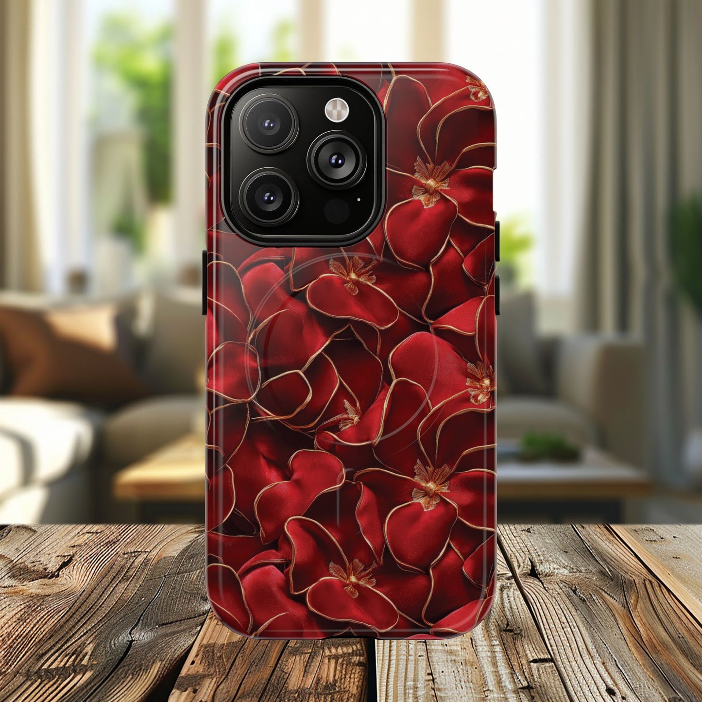 Crimson Bloom Tough iPhone Magnetic Case, Protective iPhone Case, Stylish iPhone Cover, Gift for Her, Mother's and Birthday Gifts, Unique Floral Accessories