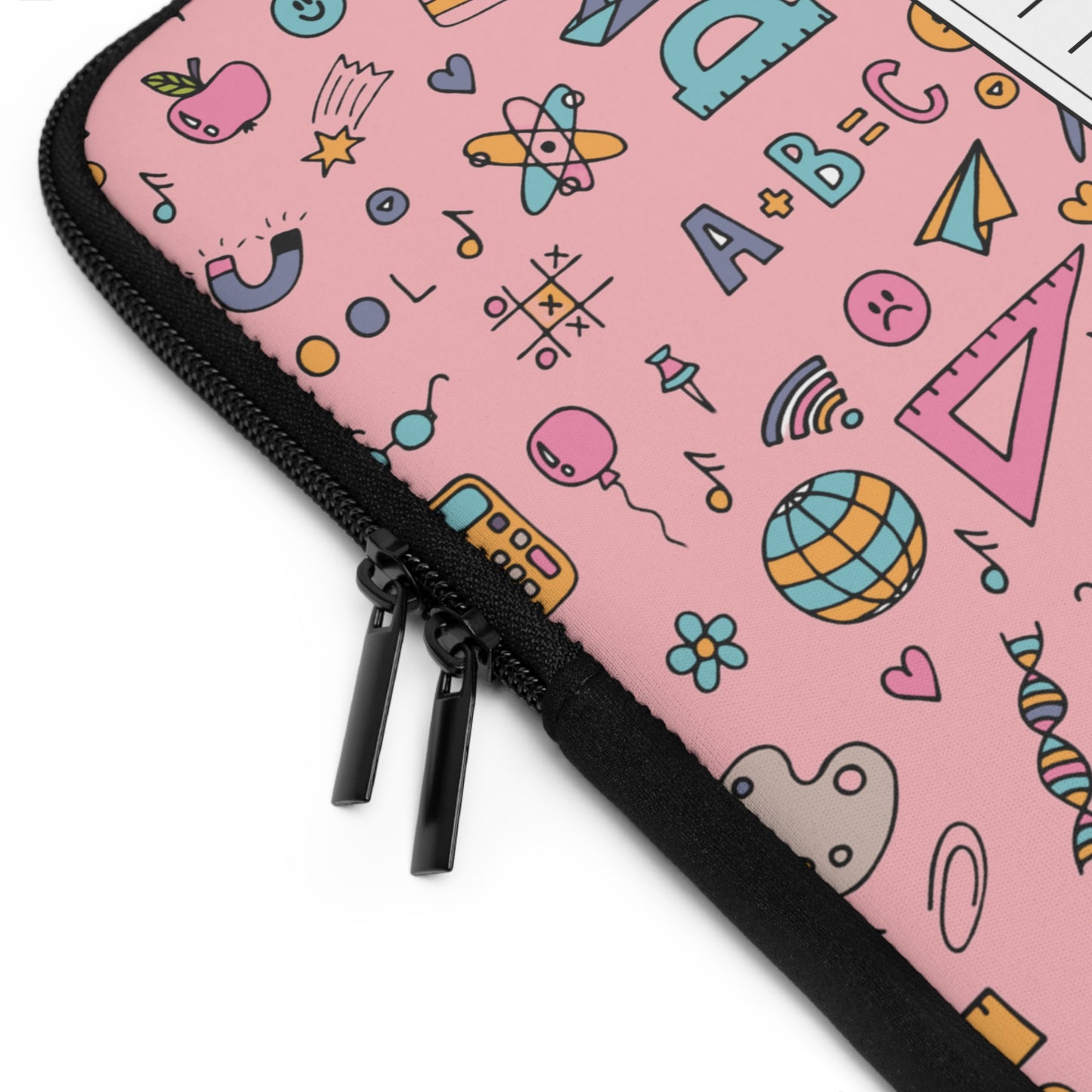 Personalized Pink Chalkboard Chic Laptop Sleeve with Composition Book Inspired Design, Customizable Tech Case, School Supplies, Gift for Students, College Essentials, Back to School