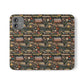 Book Stack Floral Flip iPhone and Samsung Phone Case — Vintage Library Wallet Cover.