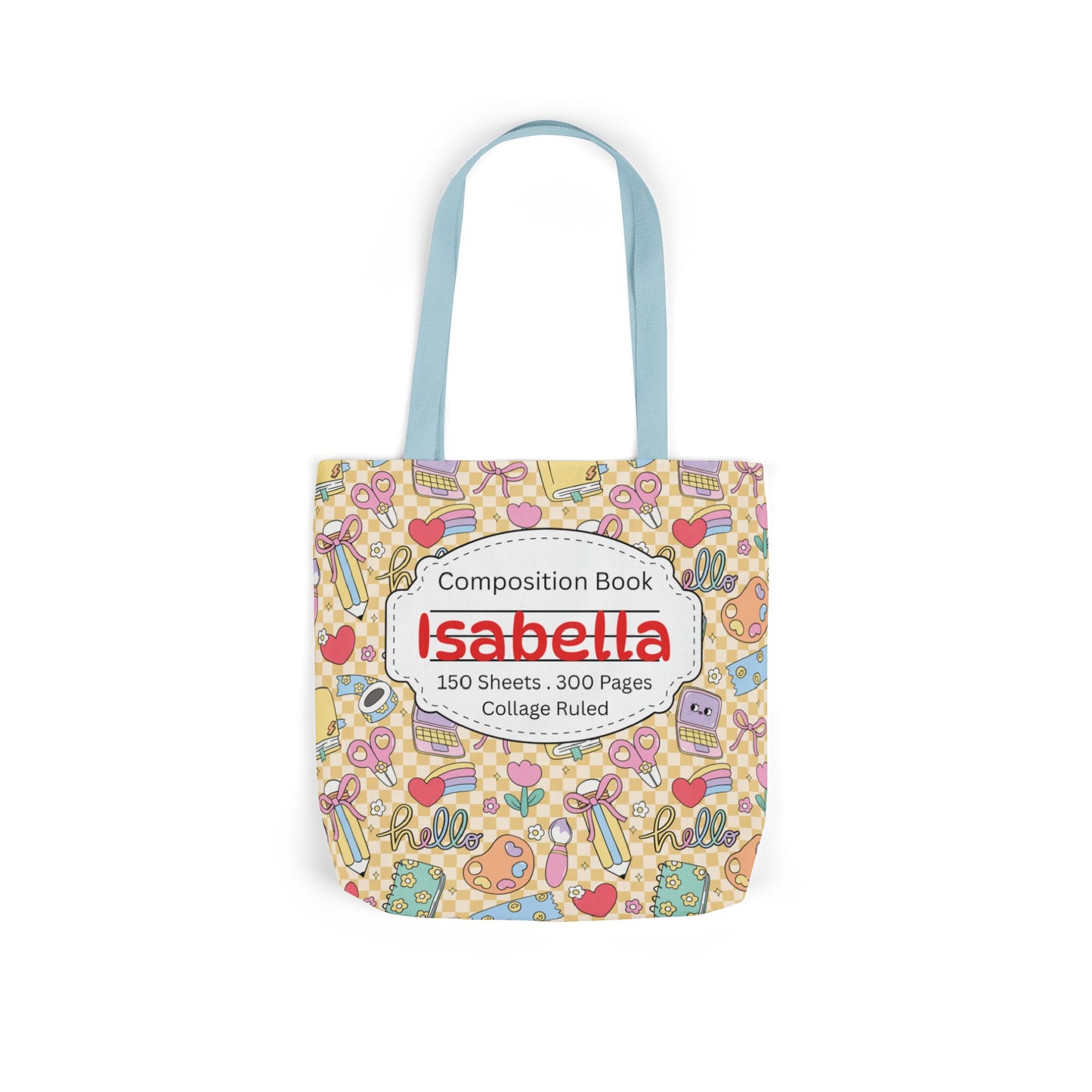 Personalized Doodle Daydream Composition Book Inspired Canvas Tote Bag with Colorful Straps, Cute School Bag, Eco-Friendly Tote, Back to School Shopping Bag, Teacher Gift Idea