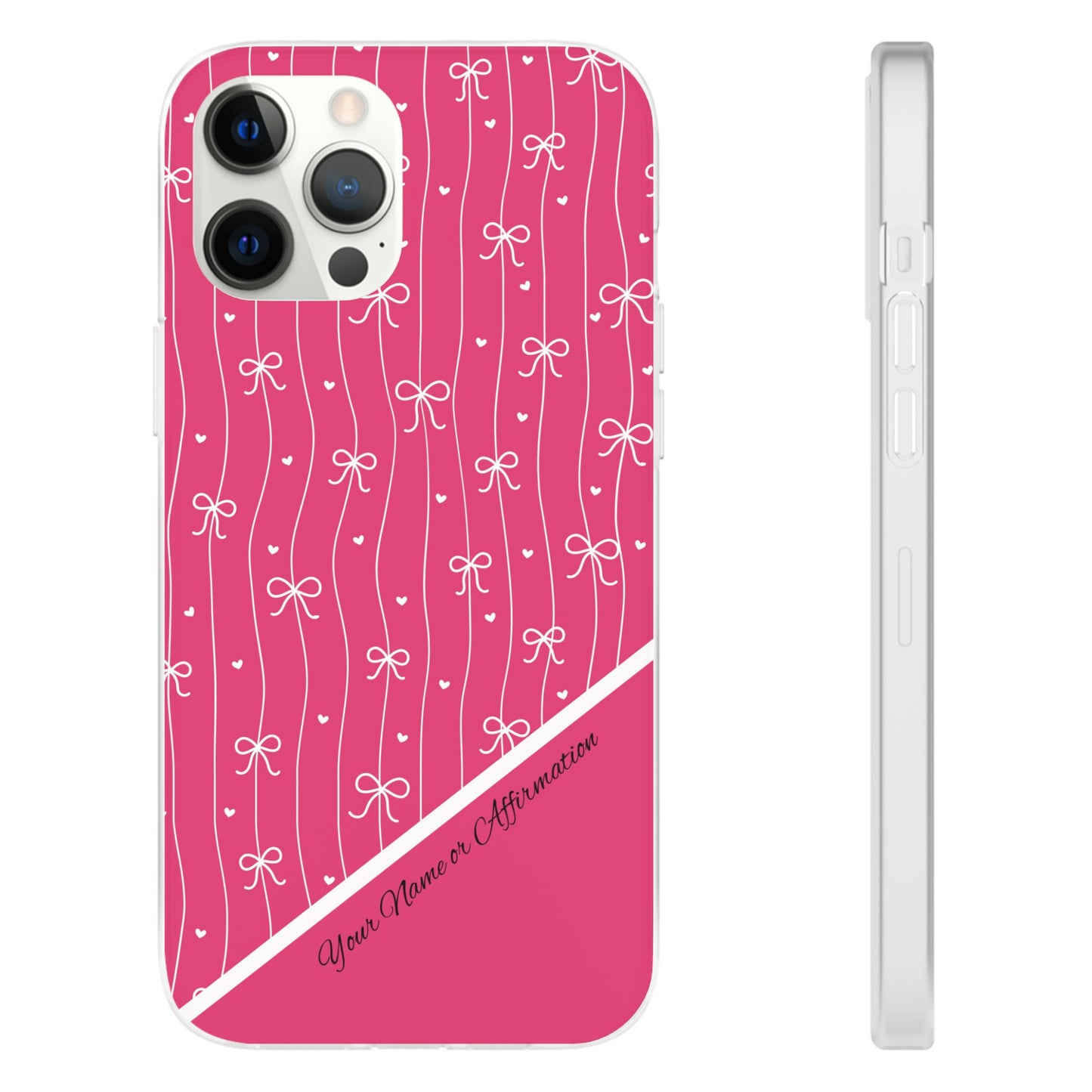 Personalized Pink Bow Coquette Slim Flexi iPhone and Samsung Cases — Custom Name or Affirmation