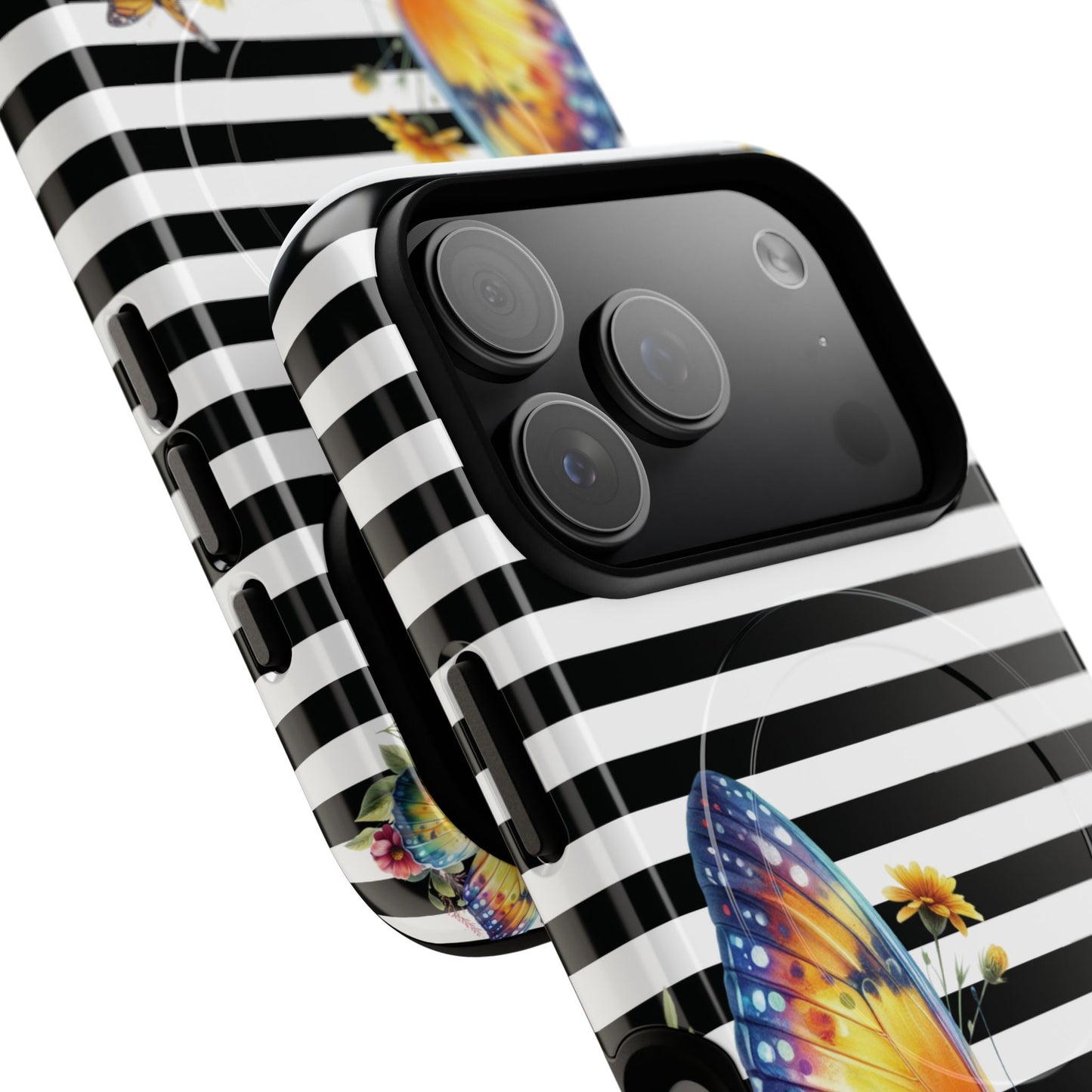 Botanic Flight Tough iPhone Magnetic Cases, Floral iPhone Cover, Stylish Tech Accessory, Gift for Nature Lovers, Butterfly Design, Unique Phone Protector