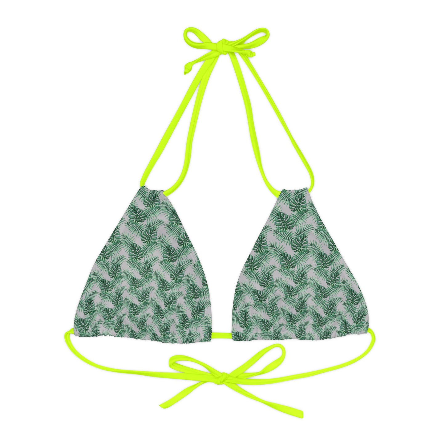 Grey Tropical Bliss Strappy Triangle Bikini Top (AOP)- (PY)