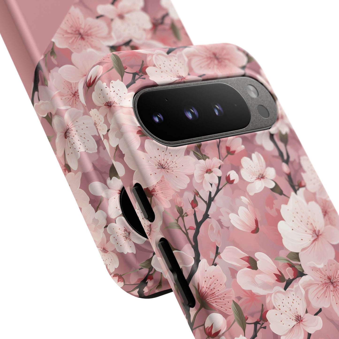 Personalized Cherry Blossom Tough Phone Case — Pink Floral Protective Case for Samsung & Google