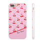 Personalized Cherry Blossom Dreams Flexi Case — Pink Retro Cherry iPhone® 7/8, 11, 12, 13, 14, 15, 16, 17, X/XS, SE, XR, Mini, Pro, Pro Max, Plus Cases.