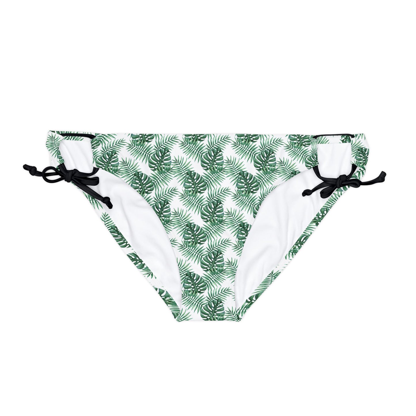 White Tropical Bliss Loop Tie Side Bikini Bottom (AOP)