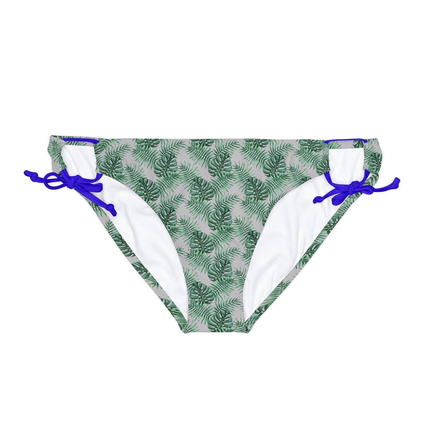 Grey Tropical Bliss Loop Tie Side Bikini Bottom (AOP)