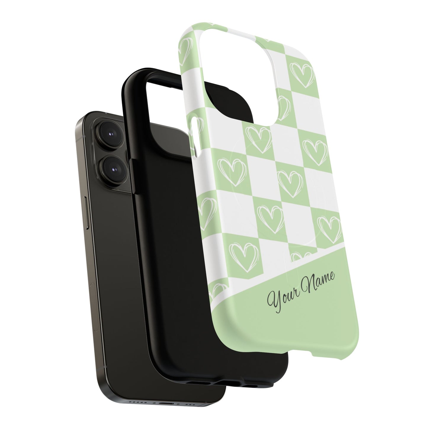 Personalized Chic Heart Pattern iPhone Case | Tough Magnetic Cases, Stylish iPhone Protection, Gift for Her, Trendy Accessories, Everyday Use
