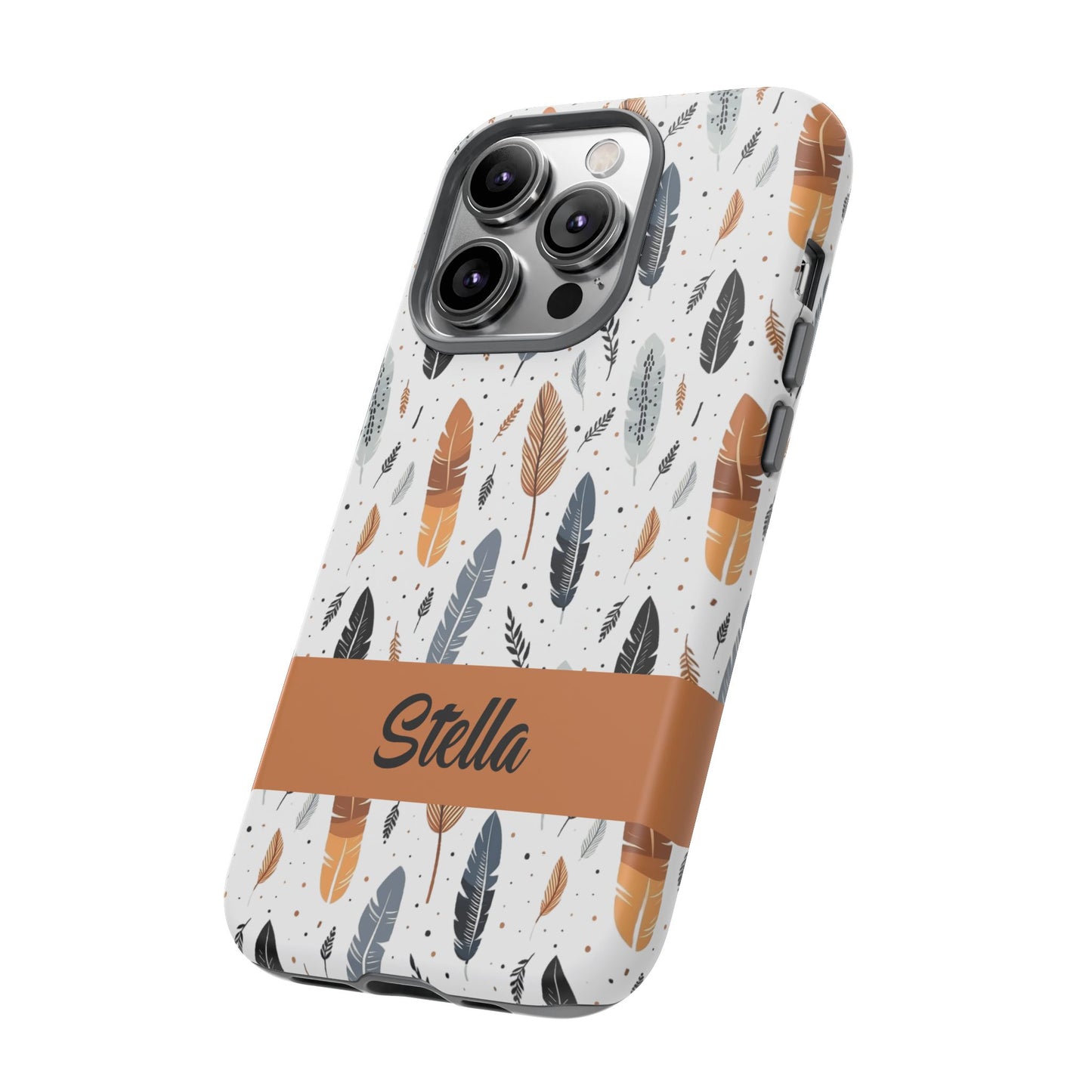 Personalized Whispering Feathers Samsung, Google Pixel and iPhone Case, Custom Name Case.