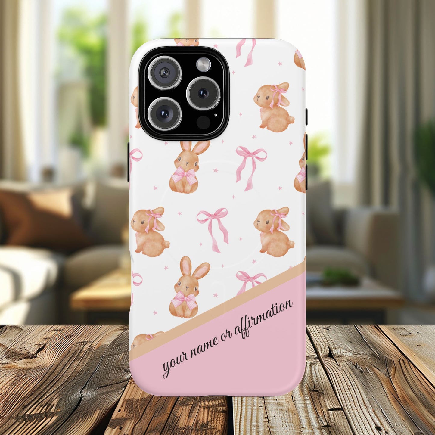 Personalized Bunny iPhone Case - Cute Animal Design, Tough MagSafe® Magnetic Case, Easter Gift, Spring Aesthetic, Kids Accessories