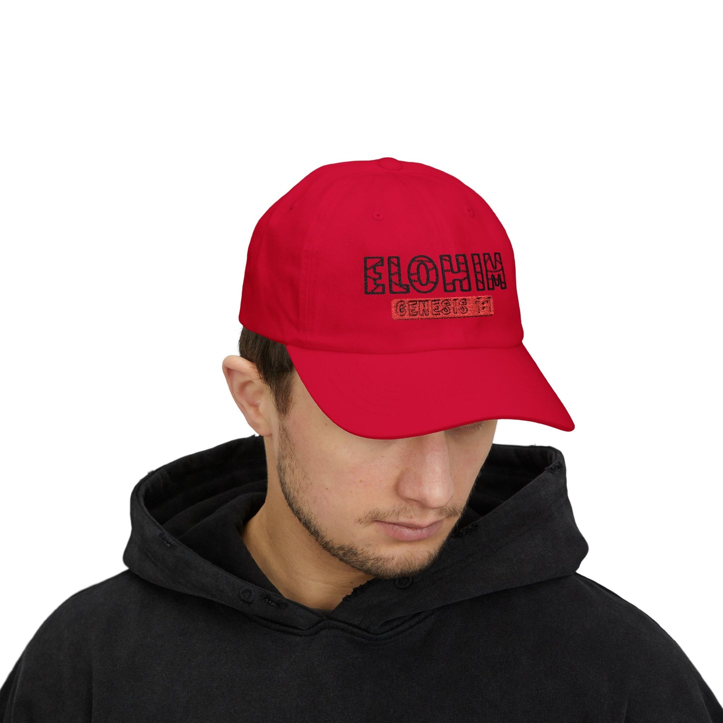 Classic Embroidery Dad Cap with 'ELOHIM, GENESIS 1:1' - Faith-Based Hat, Casual Wear, Gift for Dad, Christian Accessory, Summer Fashion