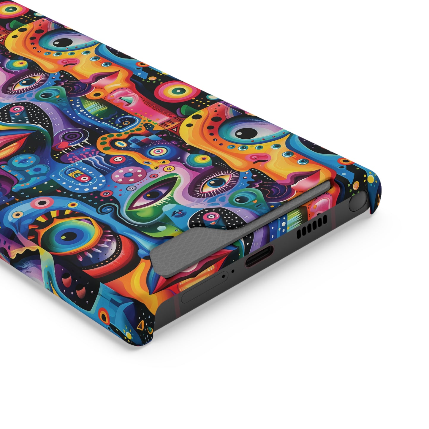 Psychedelic Visions Phone Case with Card Holder - Colorful and Stylish Design for Creatives