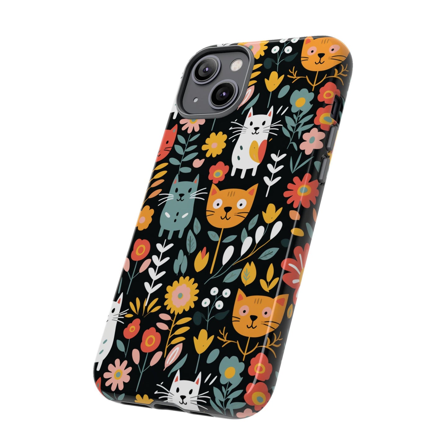 Whimsical Feline Garden iPhone, Samsung or Google Pixel Tough Cases