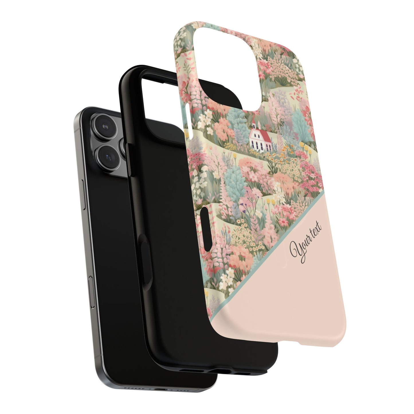 Blush Bloom Village Tough Magnetic MagSafe®Case, Durable Protection, Unique Gift for Nature Lovers,  iPhone® 13, 14, 15, 16, 17, Pro, Pro Max, Plus Cases.