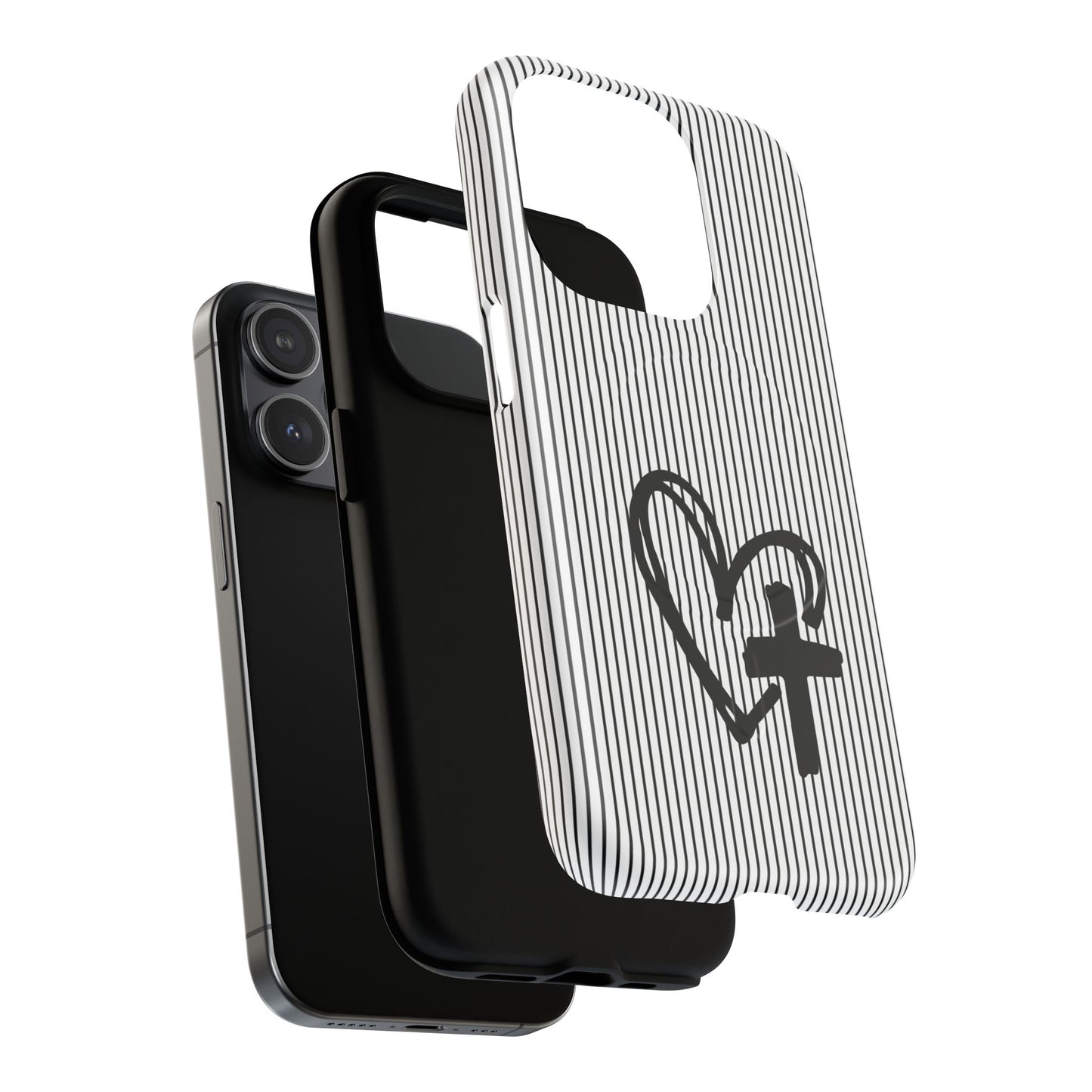 Tough Magnetic Phone Case with Heart & Cross Design, Durable Phone Cover, Unique Gift for Her, Stylish Accessory, Everyday Use