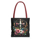 Faith and Floral Cross Heart Tote Bag