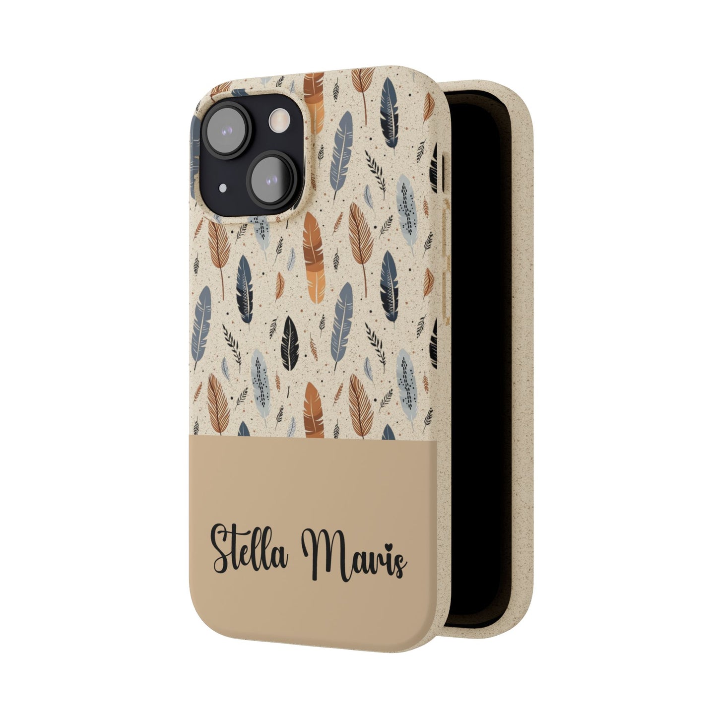 Personalized Whispering Feathers Samsung Biodegradable Case, Custom Name Case.