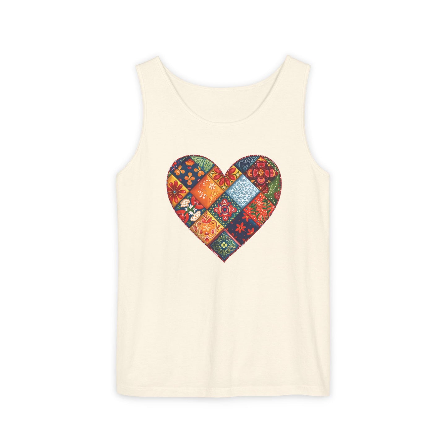 Patched Hearts Unisex Garment-Dyed Tank Top