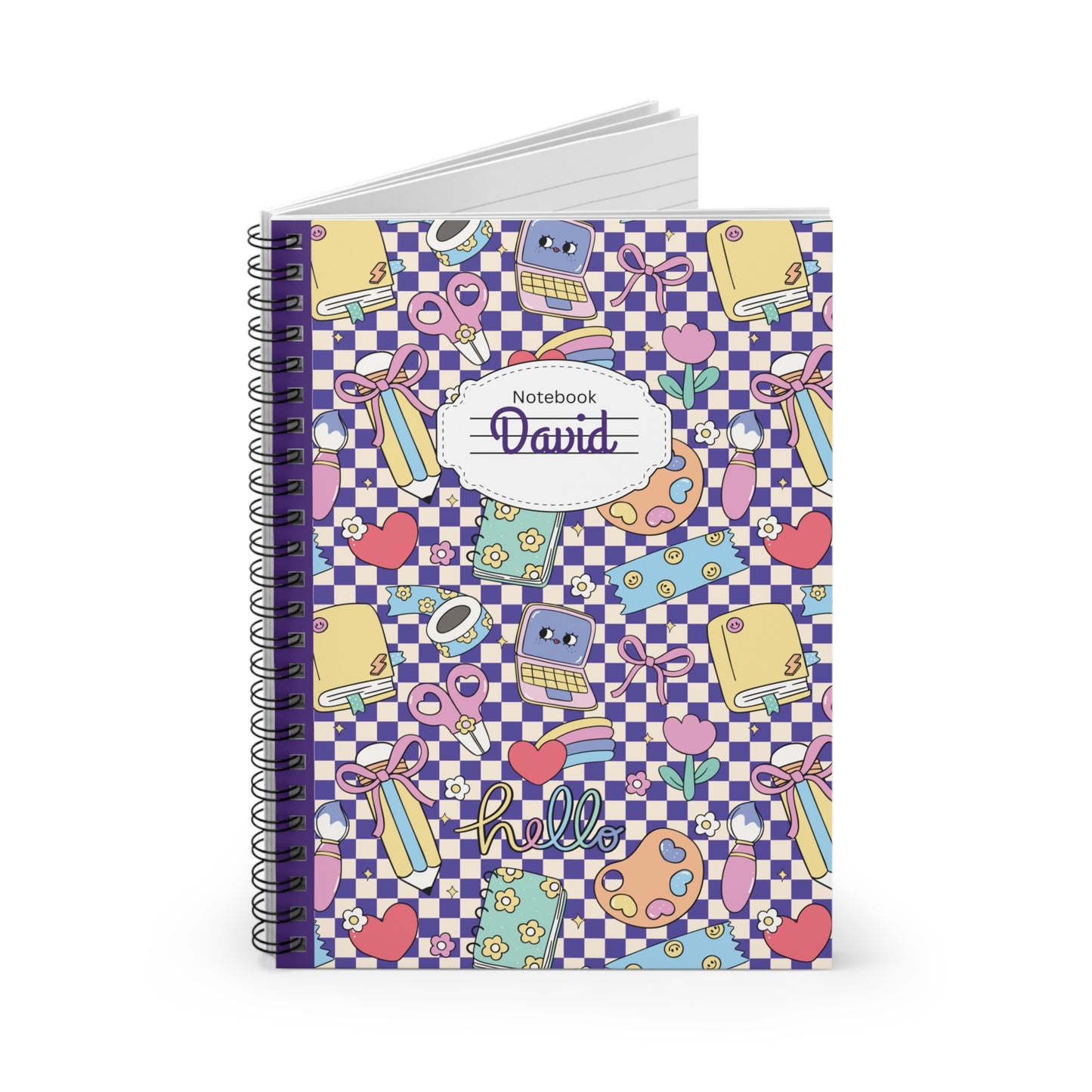 Personalized Purple Doodle Daydream Composition Book Inspired Playful ABC Spiral Notebook - Perfect for School, Journaling, Kids, Teachers, Back to School Gifts