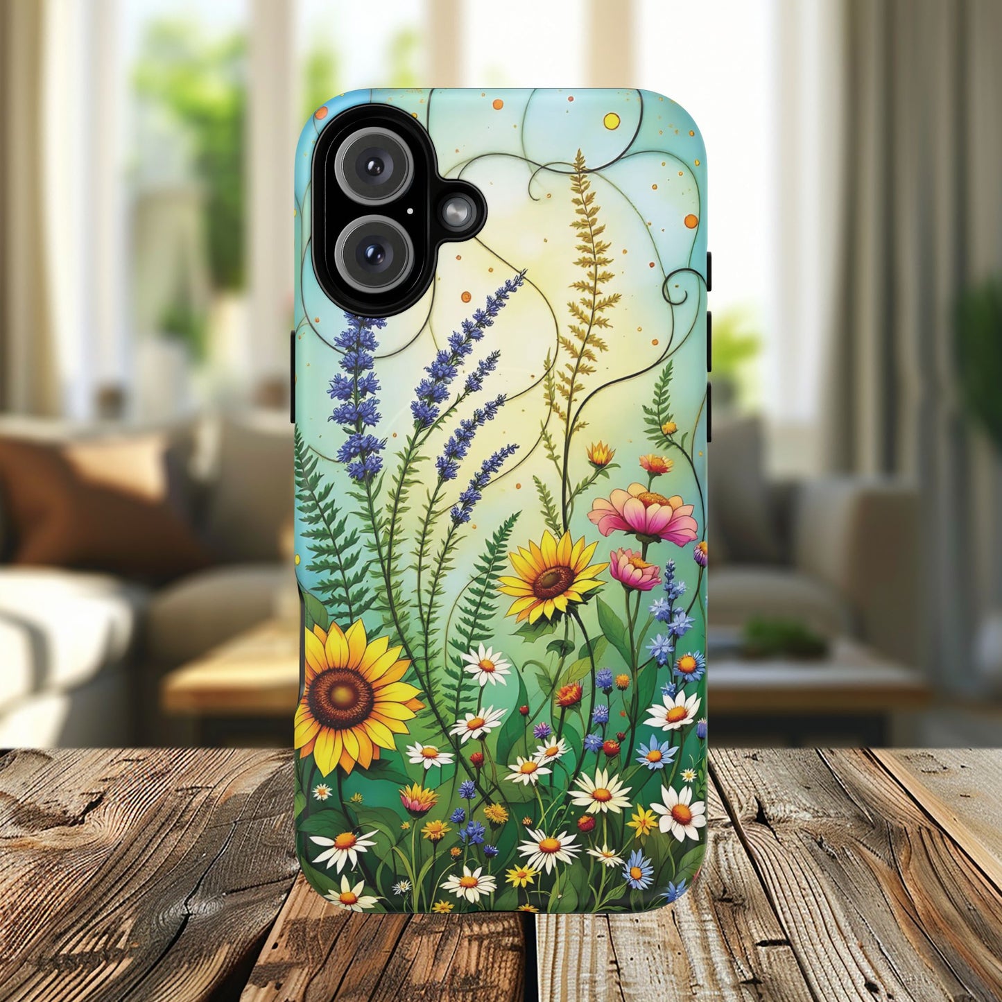 Floral Stained Harmony Glass Tough Magnetic Phone Case | Nature Inspired Design | Durable Protection | Gift for Nature Lovers | Spring Vibe