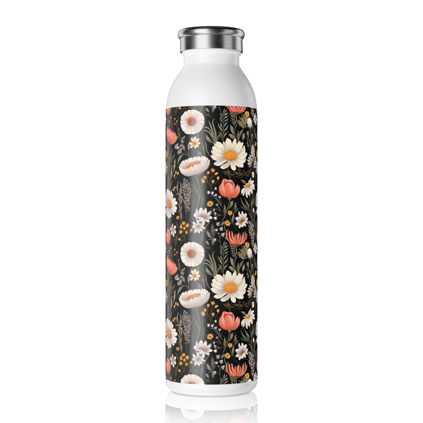 Blossom Elegance: Noir Garden Slim Water Bottle