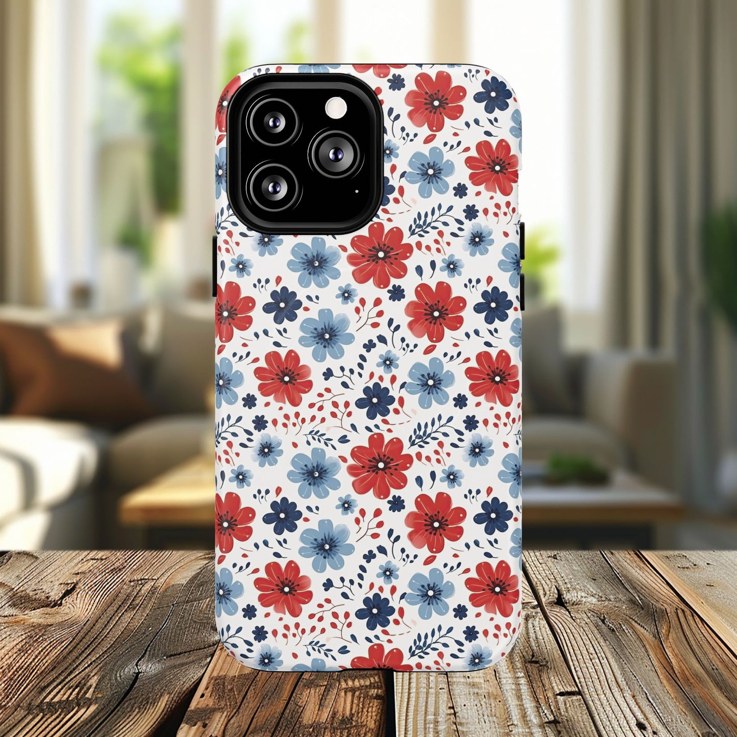 Patriotic Floral Dreams Tough Magnetic iPhone Cases, Durable, Stylish, Gift for Her, Protective Phone Cover, Spring Floral Design
