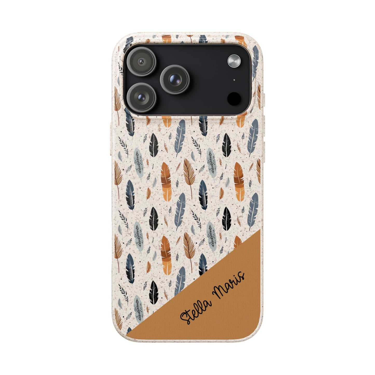 Personalized Whispering Feathers Samsung and iPhone Biodegradable Case, Custom Name Case.