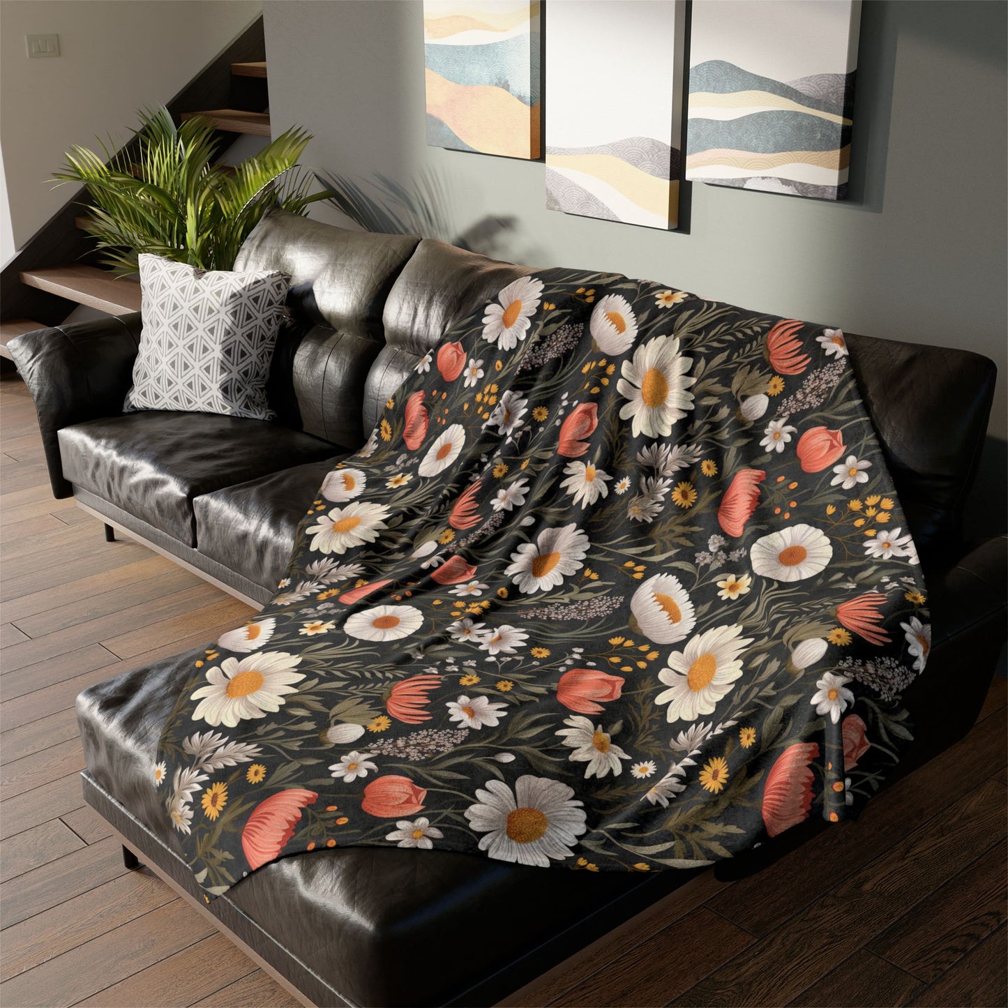 Blossom Elegance: Noir Garden Soft Minky Blanket''