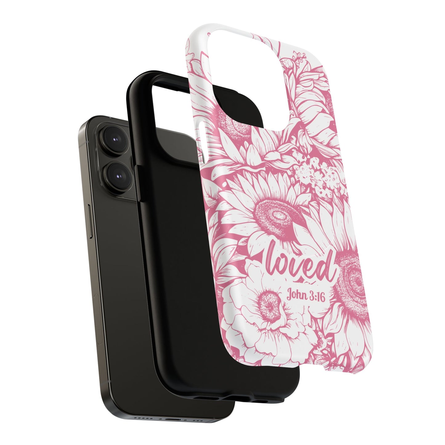 Loved John 3:16, Inspirational Gift, Tough iPhone Magnetic Case Scripture, Sunflower Bible Verse, MagSafe® iPhone® Tough Case, iPhone 14, iPhone 15, iPhone 16, Pro, Pro Max, Plus