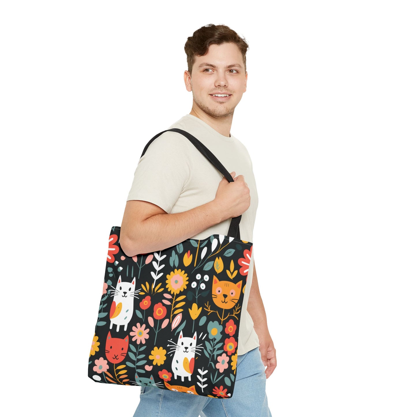 Whimsical Feline Garden Tote Bag (AOP)