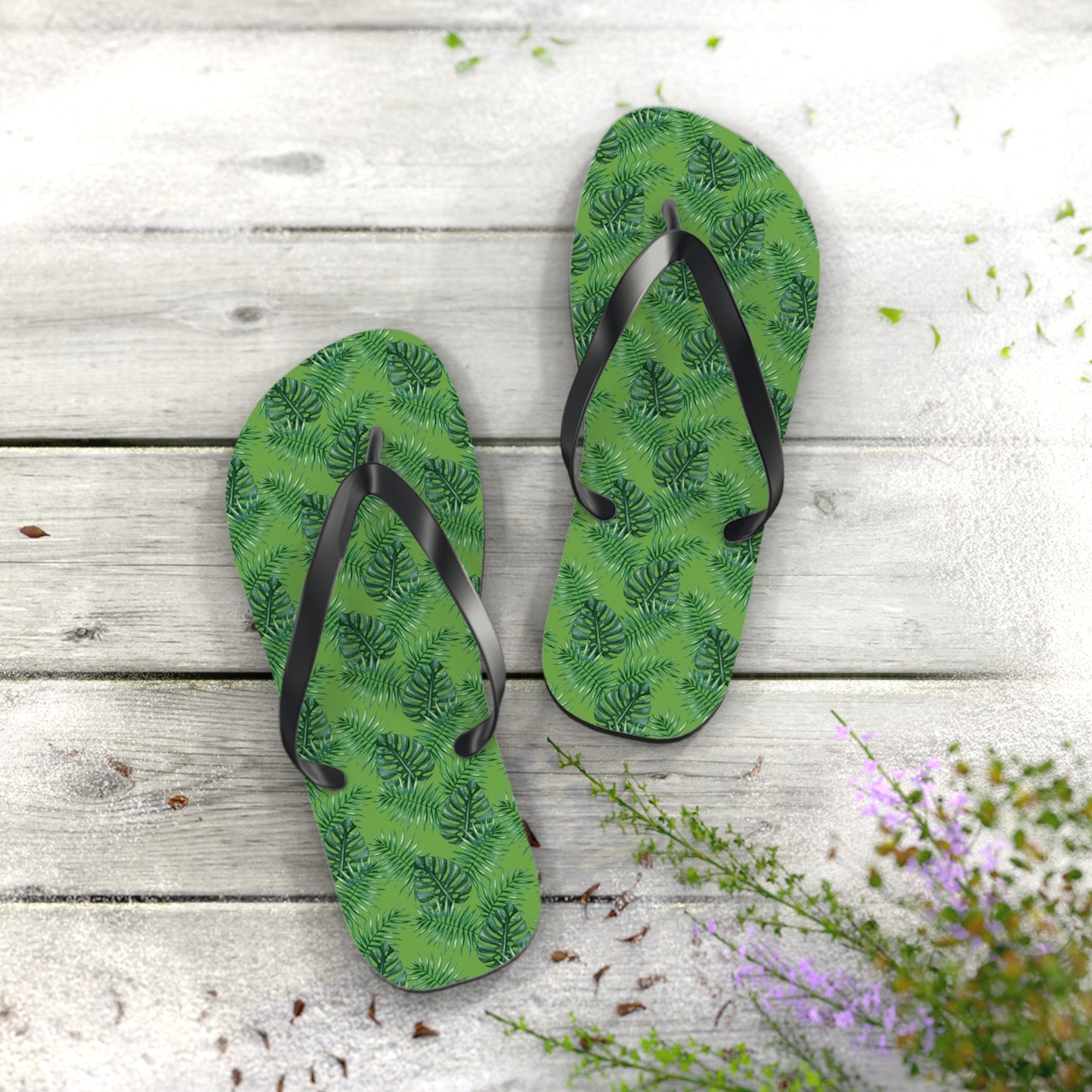 Green Tropical Bliss Flip Flops