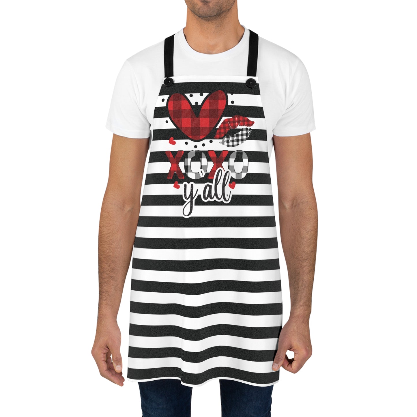 Striped Love You Apron with Detachable Straps - Lightweight Cooking Accessory