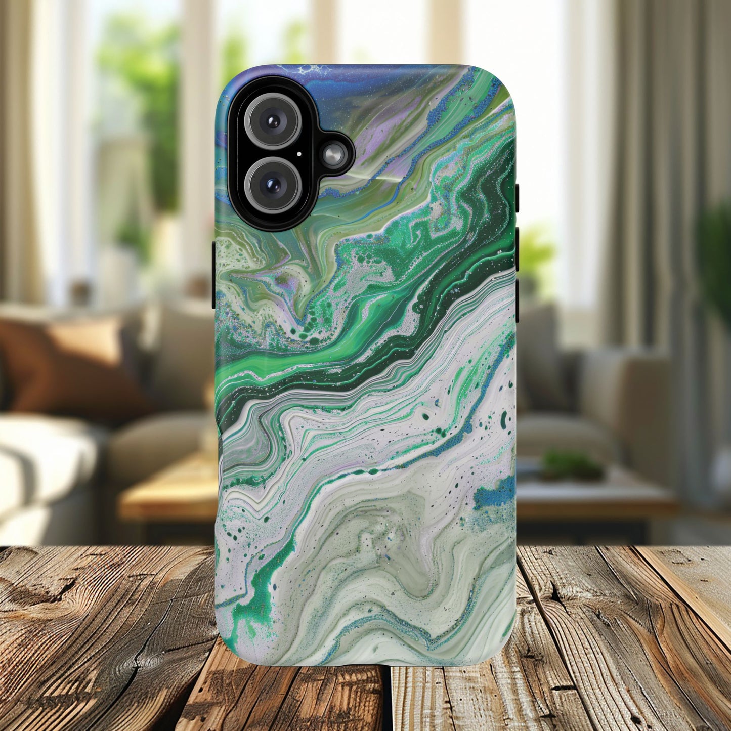 Marbled Tough iPhone Case, Magnetic Protector, Stylish Tech Accessory, Durable iPhone Cover, Unique Gift Idea