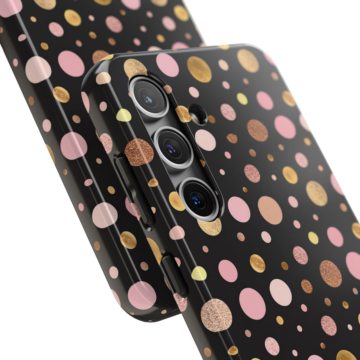 Personalized Gold & Pink Confetti Tough Phone Case — Glitter Dot Protective Phone Cover