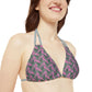 Pink Tropical Bliss Strappy Triangle Bikini Top (AOP)- (PY)