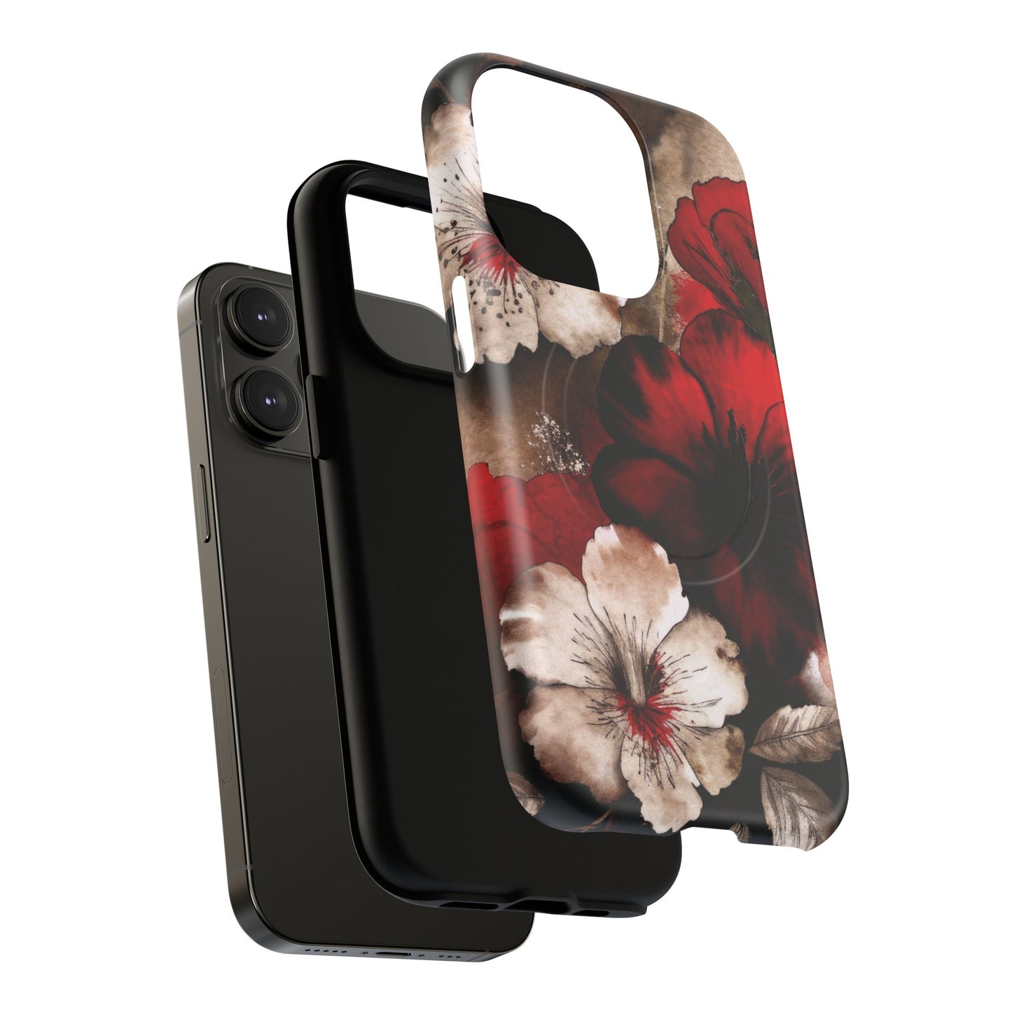 Crimson Noir Tough iPhone Magnetic Cases, Tough iPhone Protector, Stylish Floral Design, Gift for Her, Floral Accessories