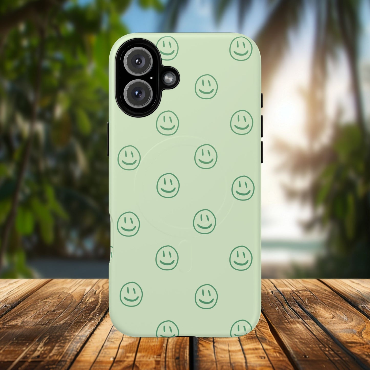 Green Smiley Face Magnetic iPhone Case