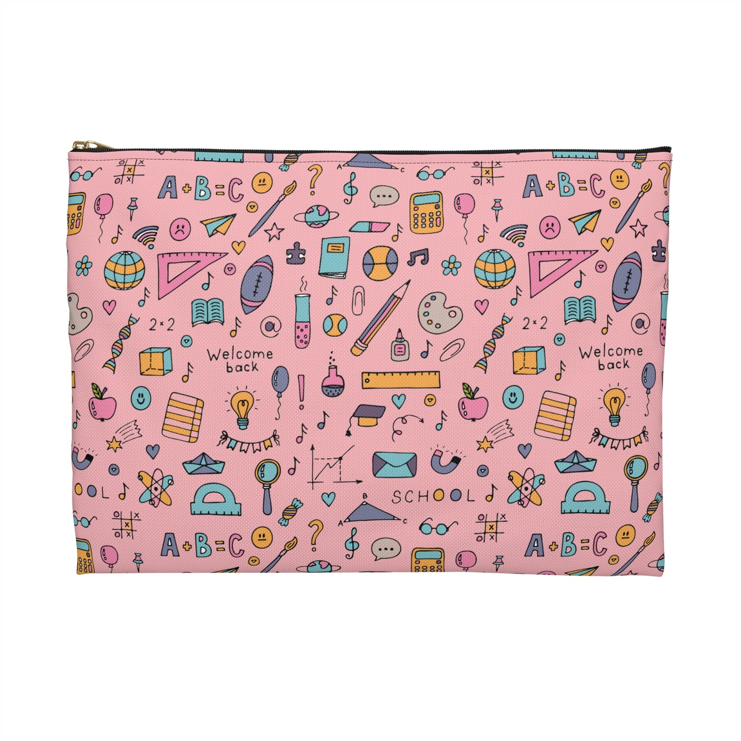 Personalized Pink Chalkboard Chic Composition Book Inspired Accessory Pouch, Kids School Supplies, Classroom Organizer, Teacher Gift, Fun Stationery Case, Back to School