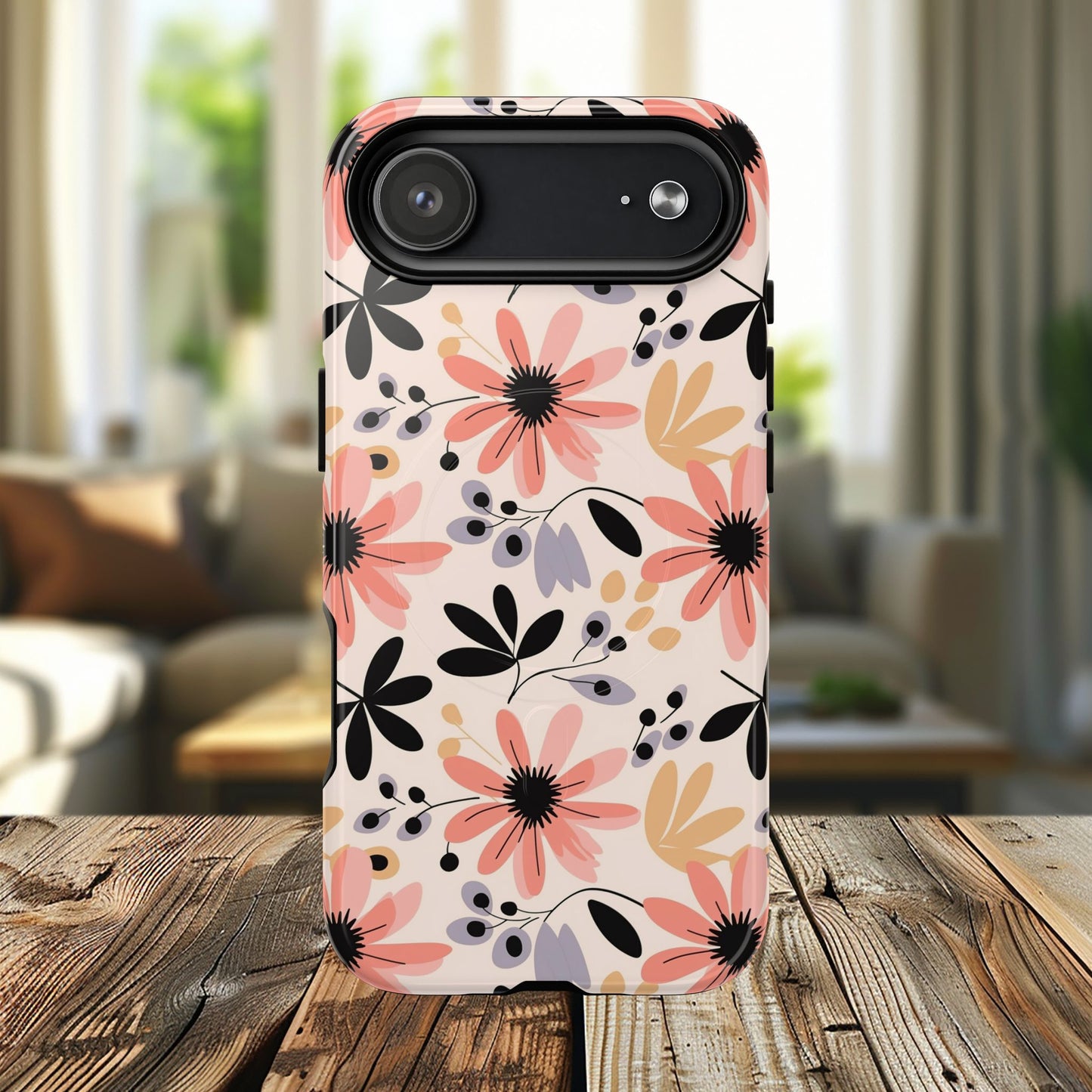 Stylish Soft Petal Noir iPhone Case, Floral iPhone Accessory for Her, Tough iPhone Magnetic Cases, Trendy iPhone Cover, Gift for Friends, Summer Vibes