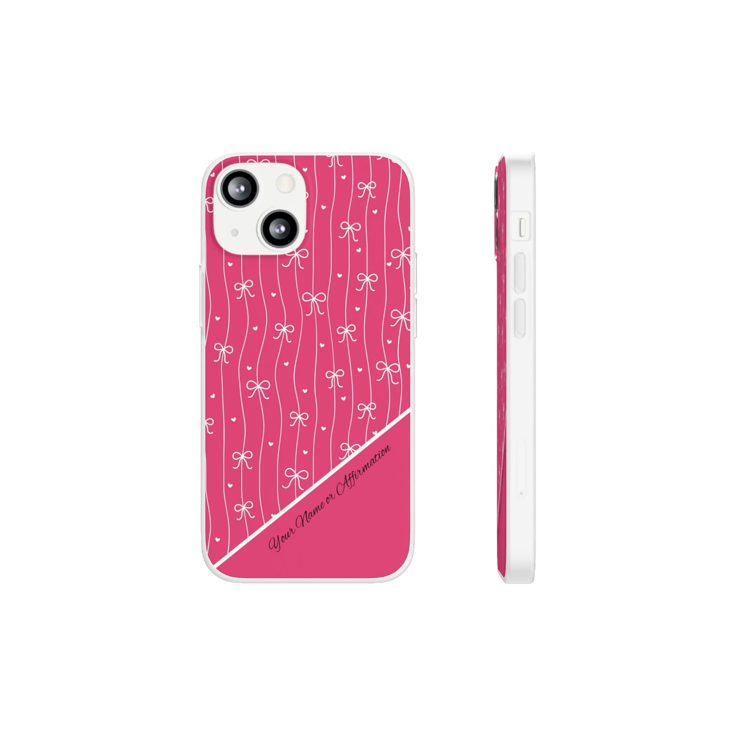 Personalized Pink Bow Coquette Slim Flexi iPhone and Samsung Cases — Custom Name or Affirmation