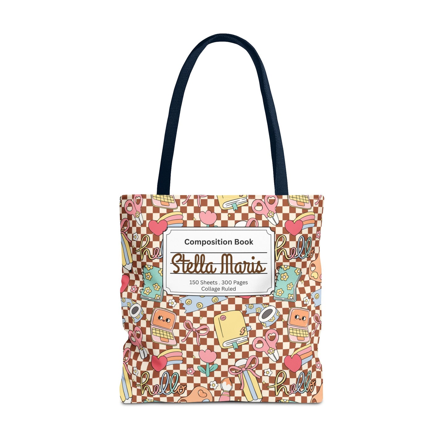 Personalized Brown Doodle Daydream Composition Book Inspired Tote Bag, Back to School Tote, Teacher Gift, Kids Bag, Custom Name Bag, Educational Accessories, Back to School Tote Bag.