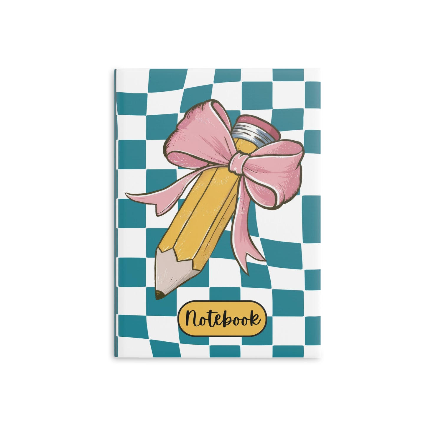 Teal Checkered Charm Hardcover Notebook with Puffy Covers (PY)