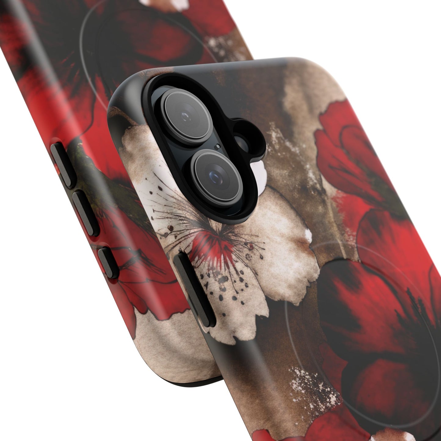 Crimson Noir Tough iPhone Magnetic Cases, Tough iPhone Protector, Stylish Floral Design, Gift for Her, Floral Accessories