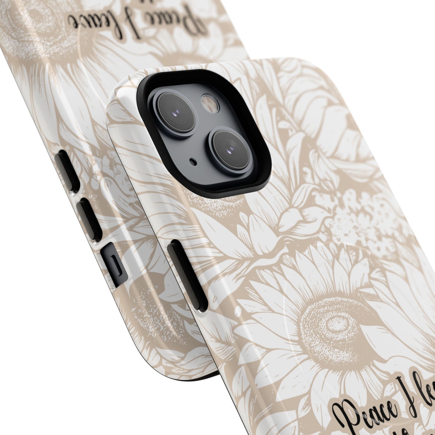 Peace I Leave with You John 14:27,Tough iPhone Magnetic MagSafe® Case Scripture, Sunflower Bible Verse,  iPhone® 13,  14, iPhone 15, iPhone 16, 17, Pro, Pro Max, Plus Cases.