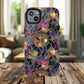 Chromatic Bloom Tough iPhone Magnetic Case, Tough iPhone Cover, Floral iPhone Accessory, Birthday Gift, Elegant Tech Decor, MagSafe Stained Glass Pattern.