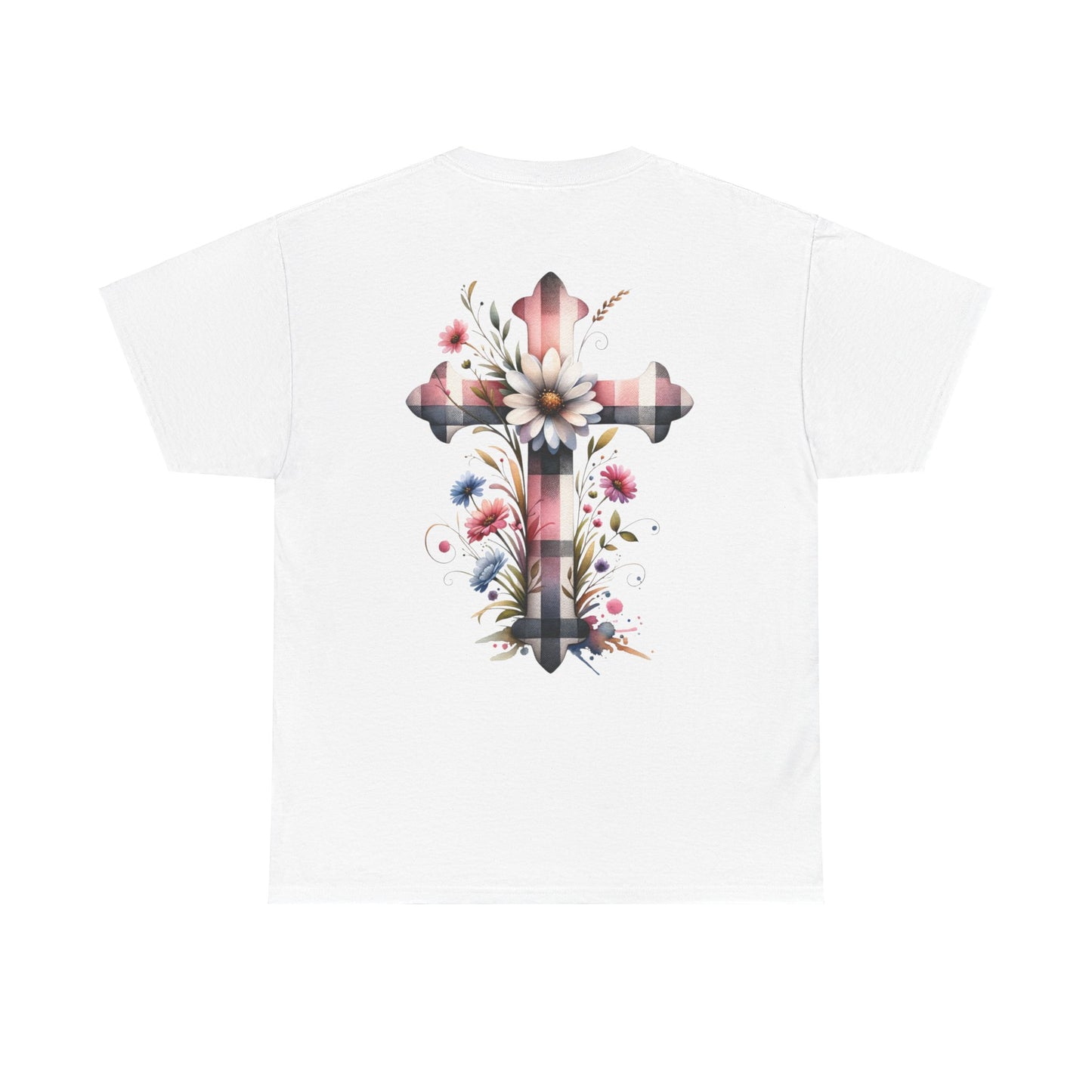 Faith and Floral Cross Unisex Heavy Cotton Tee