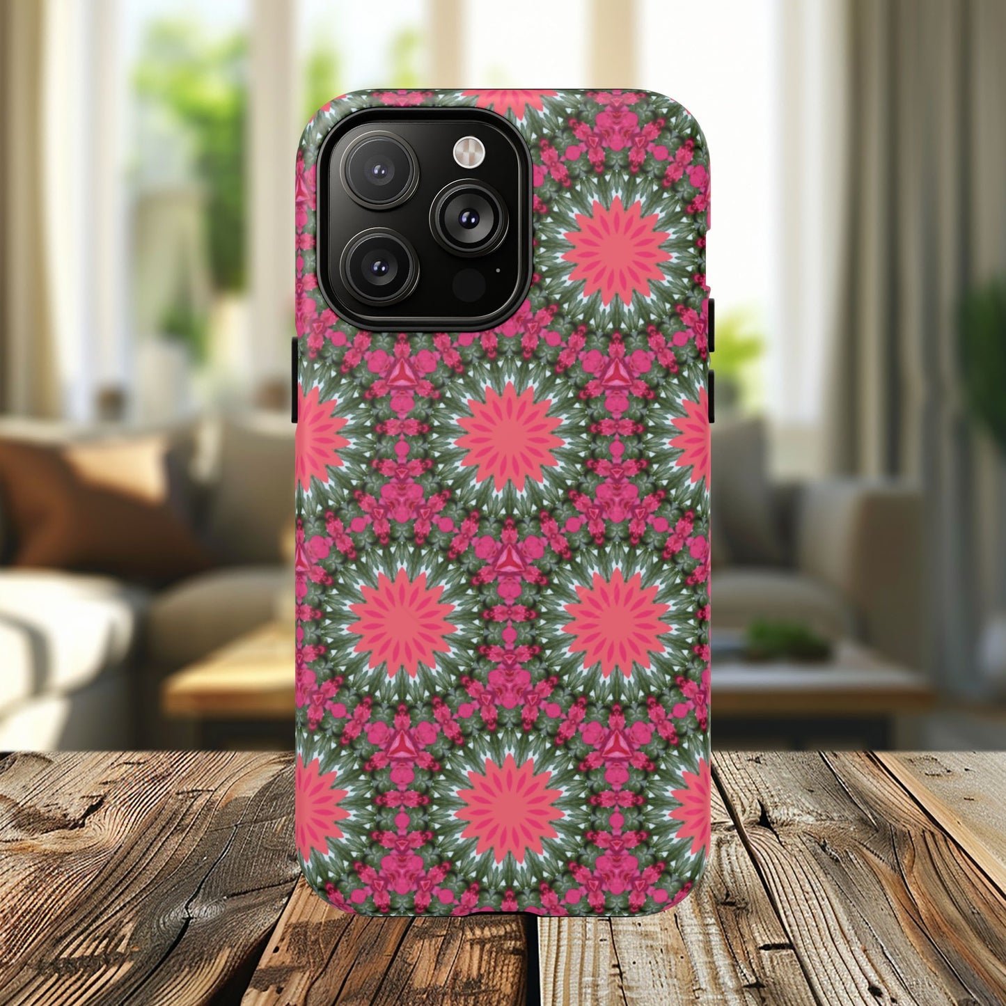 Floral KaleidoBloom iPhone Case, Tough Magnetic Cases, Floral iPhone Cover, Stylish Tech Accessory, Durable Design, Vibrant Gift Idea