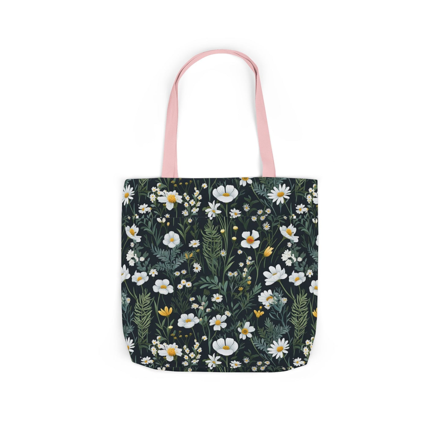 Daisy Delight Floral Canvas Tote Bag with 5-Color Straps | Eco-Friendly Shopping Bag